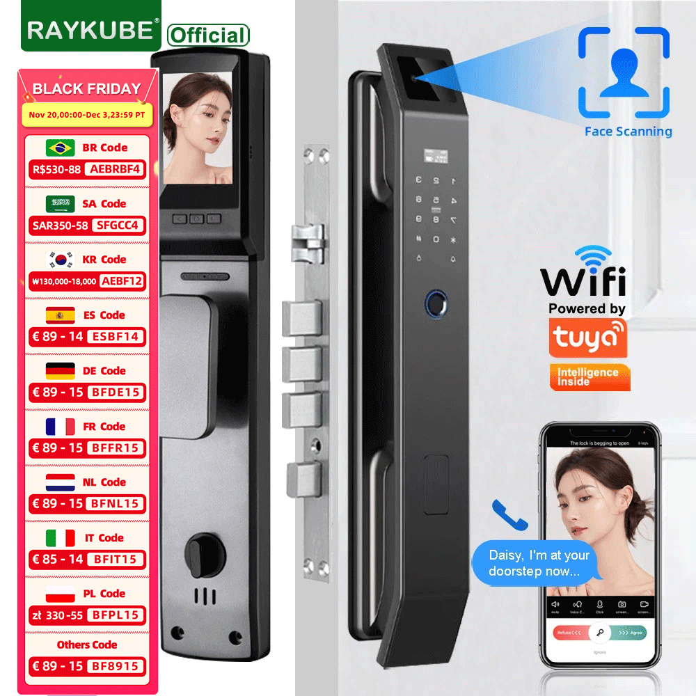 Peephole Camera Viewer - RAYKUBE DF14 Tuya WiFi Kunci Sidik