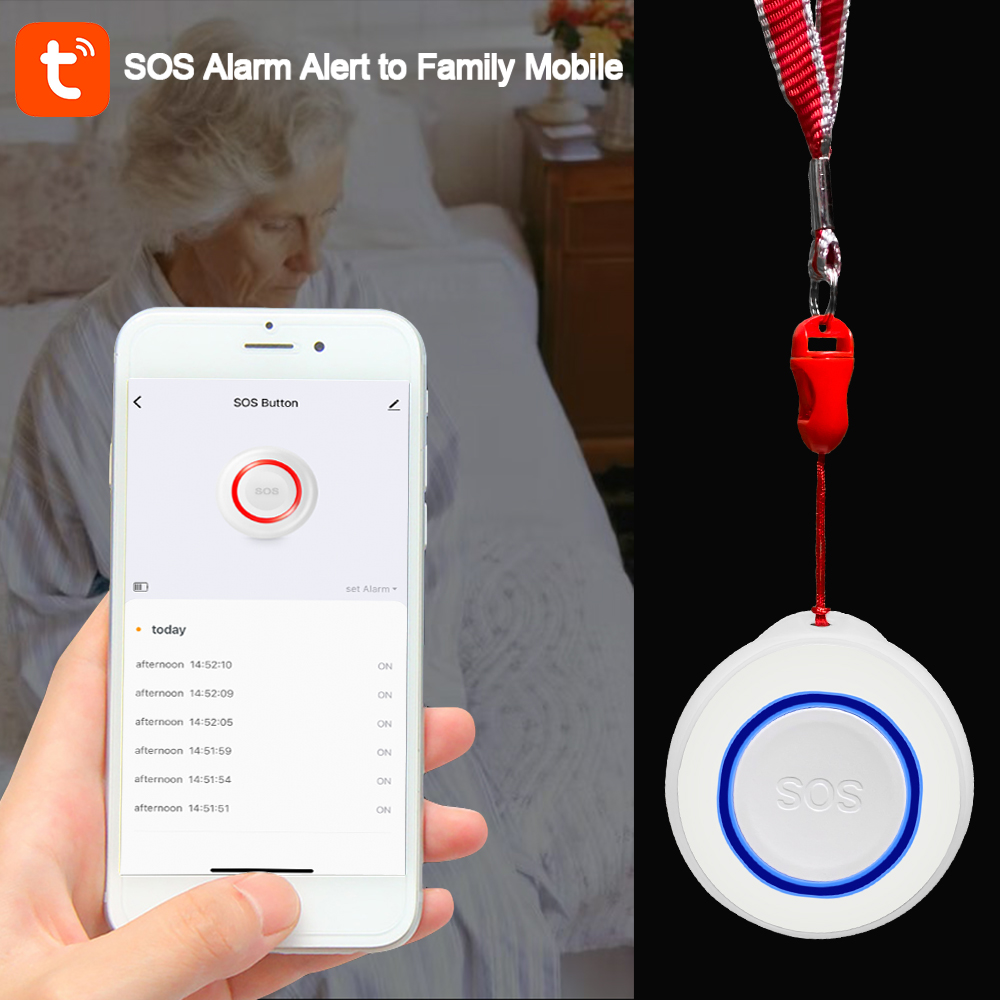 Home Security Outdoor - Tuya baterai tombol Alarm SOS WiFi,
