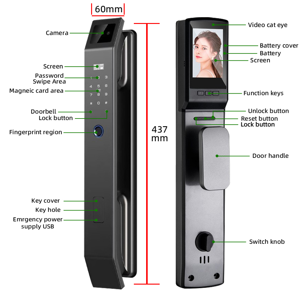 RAYKUBE DF14 Tuya WiFi Kunci S - Peephole Camera Viewer ulasan dan harga