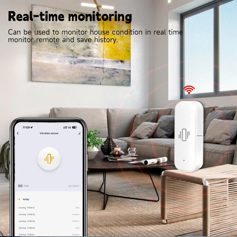 Sensor Getaran Cerdas WiFi/Zig - Home Security With Alarm ulasan dan harga