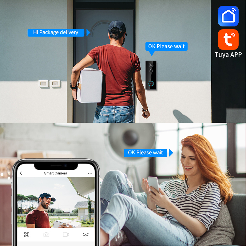 2MP 1080P Tuya APP Konsumsi Da - Peephole Camera Viewer ulasan dan harga