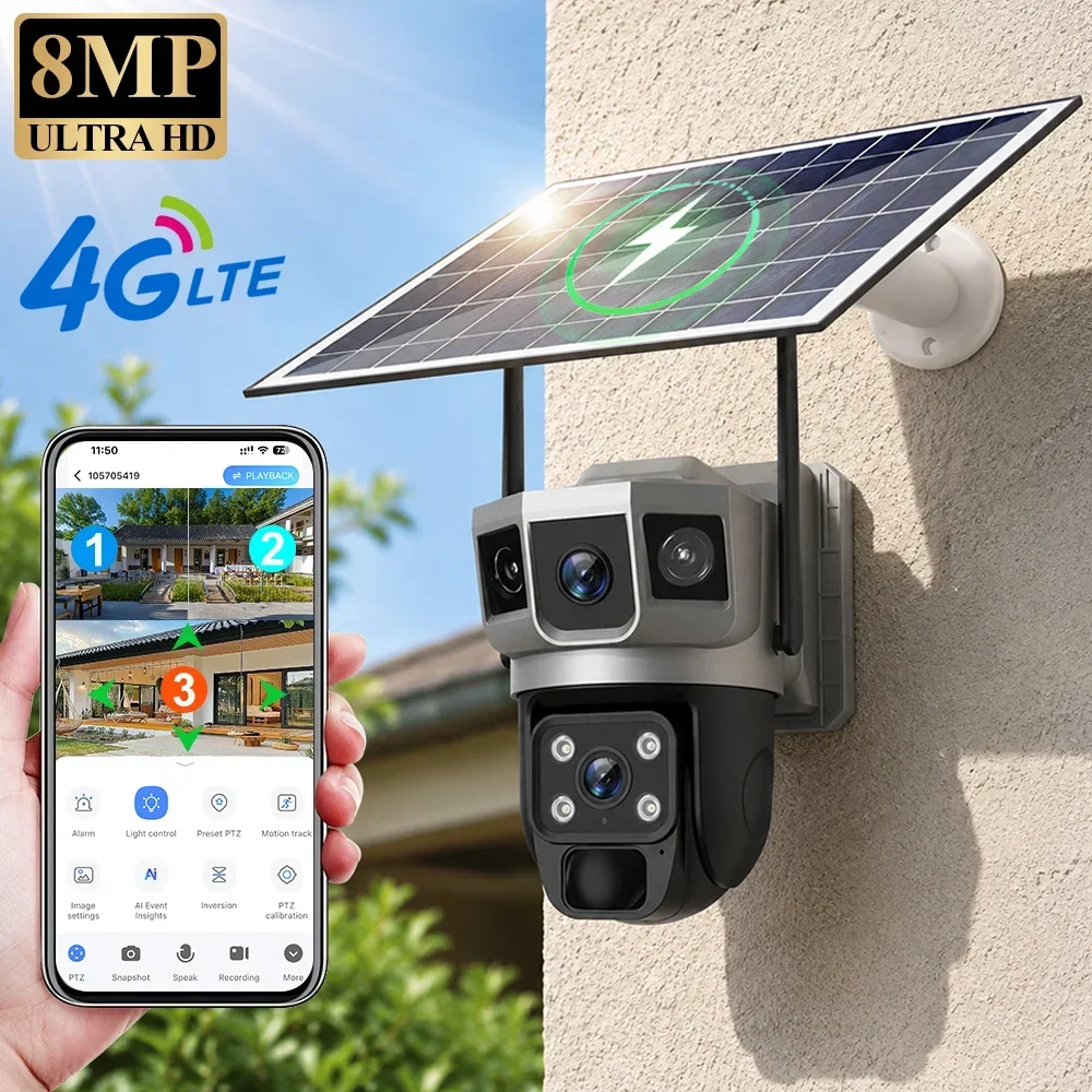 V380 4K 3 Layar Kamera 4G Bate - Home Security Battery ulasan dan harga