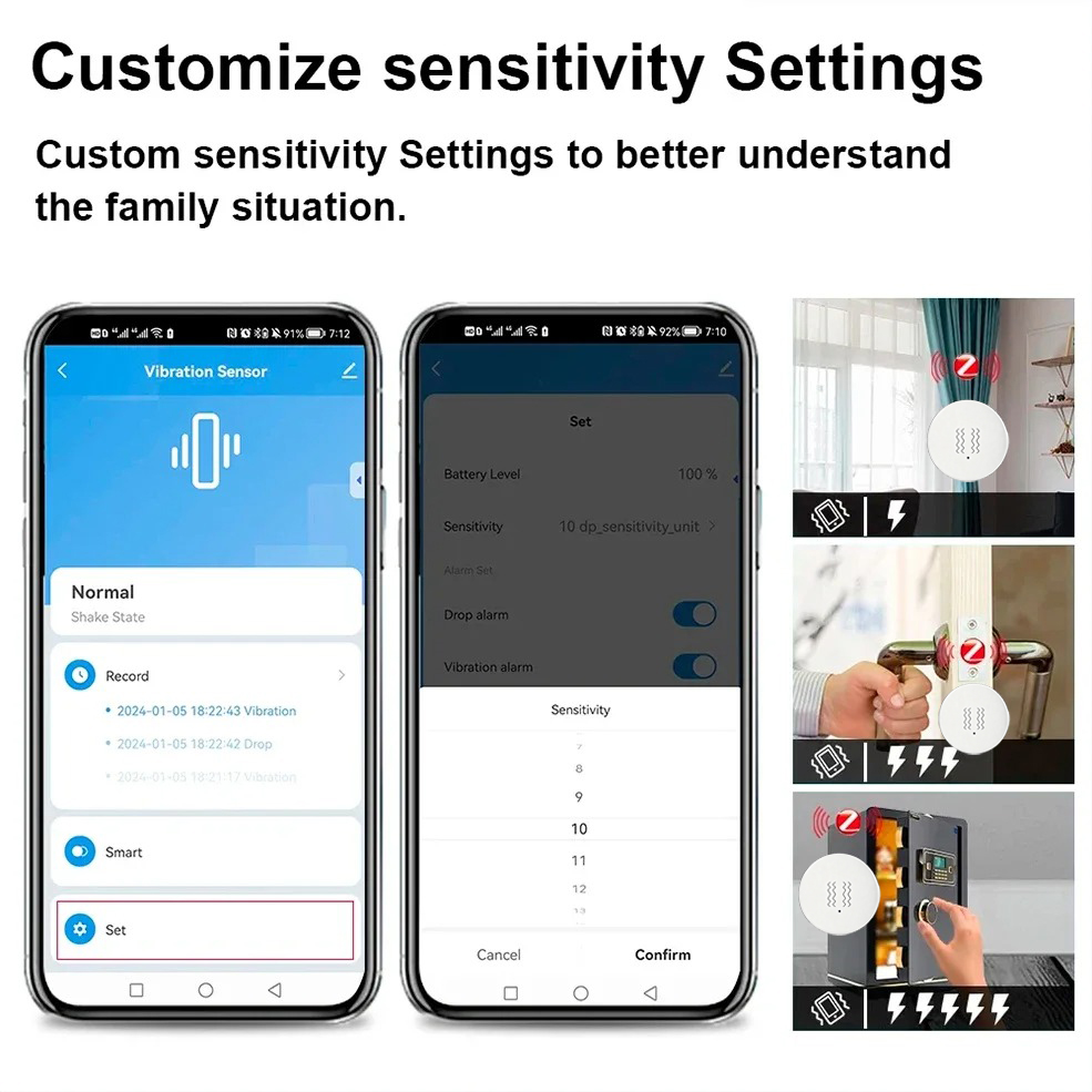Tuya ZigBee Sensor Getaran & K - Home Security With Alarm ulasan dan harga