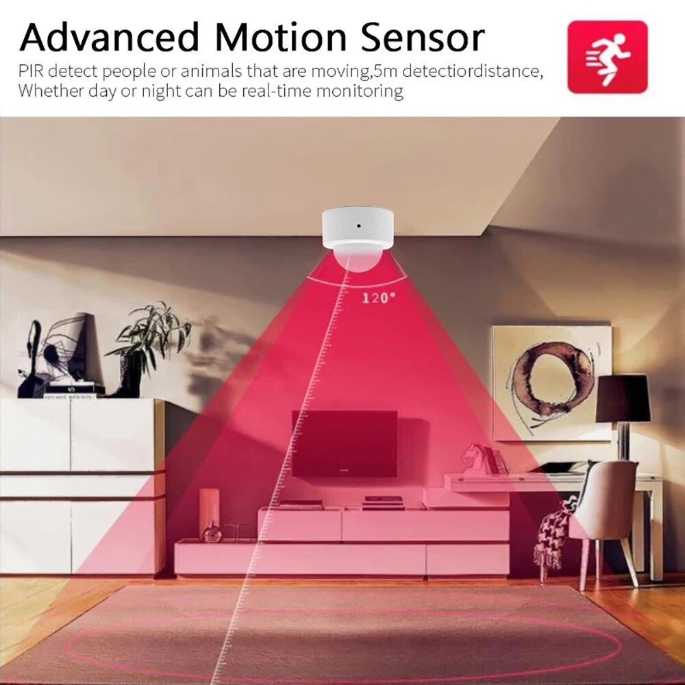 Zigbee Sensor gerak Mini PIR,  - Home Security With Alarm ulasan dan harga